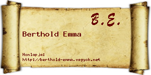 Berthold Emma névjegykártya